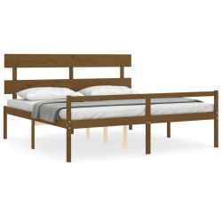 Lit pour personne âgée sans matelas 200x200 cm bois massif 