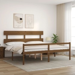 Lit pour personne âgée sans matelas 200x200 cm bois massif 