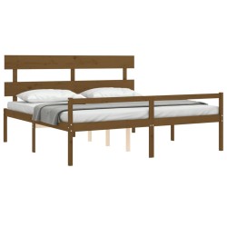 Lit pour personne âgée sans matelas 200x200 cm bois massif 