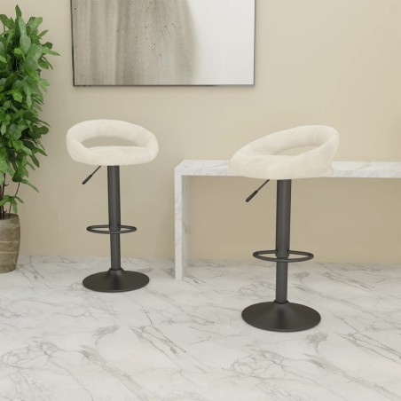 Tabourets de bar lot de 2 crème velours 