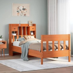 Cadre de lit sans matelas cire marron 75x190 cm bois pin massif 