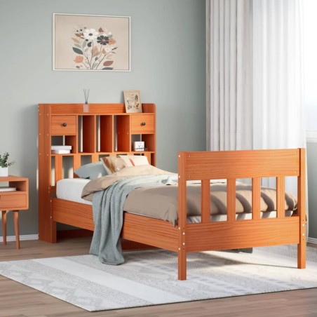 Cadre de lit sans matelas cire marron 75x190 cm bois pin massif 