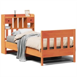 Cadre de lit sans matelas cire marron 75x190 cm bois pin massif 