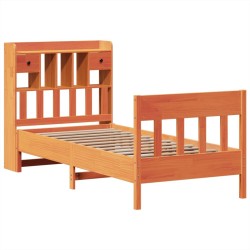 Cadre de lit sans matelas cire marron 75x190 cm bois pin massif 