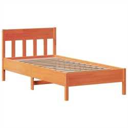 Cadre de lit sans matelas cire marron 75x190 cm bois pin massif 