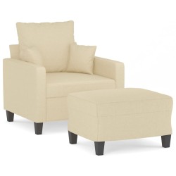 Fauteuil avec repose-pied Crème 60 cm Tissu 