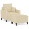 Fauteuil avec repose-pied Crème 60 cm Tissu 