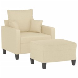 Fauteuil avec repose-pied Crème 60 cm Tissu 