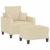 Fauteuil avec repose-pied Crème 60 cm Tissu 