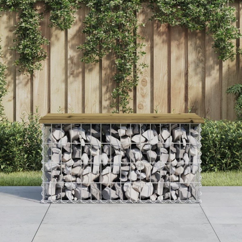 Banc de jardin design gabion 83x44x42 cm bois de pin imprégné 