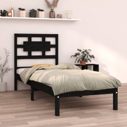 Cadre de lit sans matelas noir 75x190 cm bois massif 