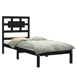 Cadre de lit sans matelas noir 75x190 cm bois massif 