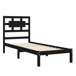 Cadre de lit sans matelas noir 75x190 cm bois massif 