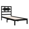 Cadre de lit sans matelas noir 75x190 cm bois massif 