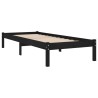 Cadre de lit sans matelas noir 75x190 cm bois massif 