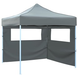 Tente de réception escamotable avec 2 parois 3x3 m Anthracite 