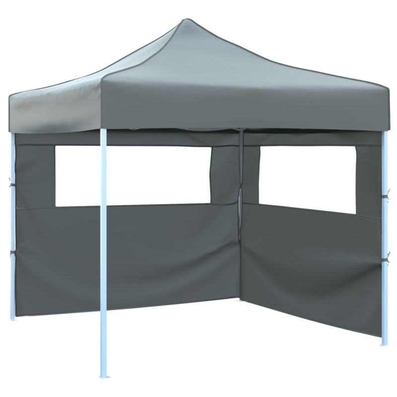 Tente de réception escamotable avec 2 parois 3x3 m Anthracite 