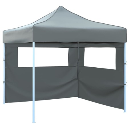 Tente de réception escamotable avec 2 parois 3x3 m Anthracite 