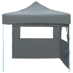 Tente de réception escamotable avec 2 parois 3x3 m Anthracite 
