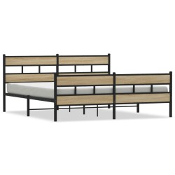 Cadre de lit en métal sans matelas chêne sonoma 193x203 cm 