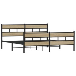 Cadre de lit en métal sans matelas chêne sonoma 193x203 cm 