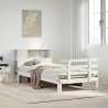 Lit bibliothèque sans matelas blanc 90x200cm bois de pin massif 