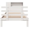 Lit bibliothèque sans matelas blanc 90x200cm bois de pin massif 