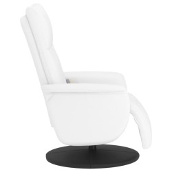 Fauteuil inclinable de massage repose-pieds blanc similicuir 