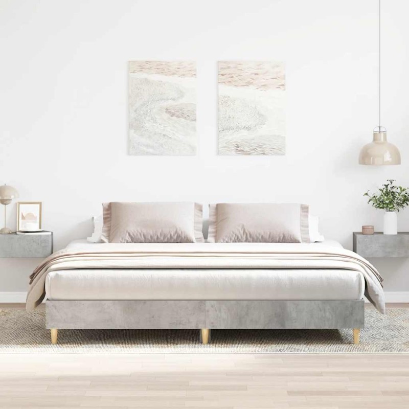Cadre de lit sans matelas gris béton 160x200 cm bois ingénierie 