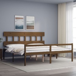 Lit pour personne âgée sans matelas 200x200 cm bois massif 