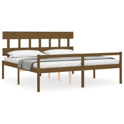 Lit pour personne âgée sans matelas 200x200 cm bois massif 