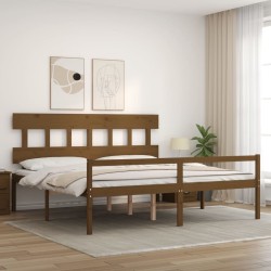 Lit pour personne âgée sans matelas 200x200 cm bois massif 