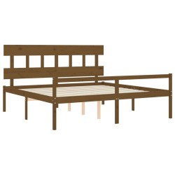 Lit pour personne âgée sans matelas 200x200 cm bois massif 