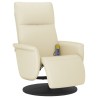 Fauteuil inclinable de massage et repose-pieds crème similicuir 