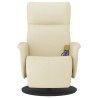 Fauteuil inclinable de massage et repose-pieds crème similicuir 