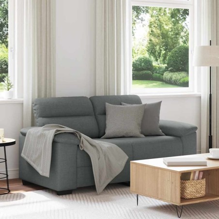 Canapé à 2 places gris foncé 120 cm tissu 