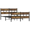 Cadre de lit en métal sans matelas chêne fumé 135x190 cm 