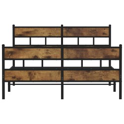 Cadre de lit en métal sans matelas chêne fumé 135x190 cm 
