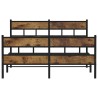Cadre de lit en métal sans matelas chêne fumé 135x190 cm 