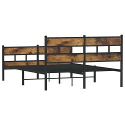Cadre de lit en métal sans matelas chêne fumé 135x190 cm 