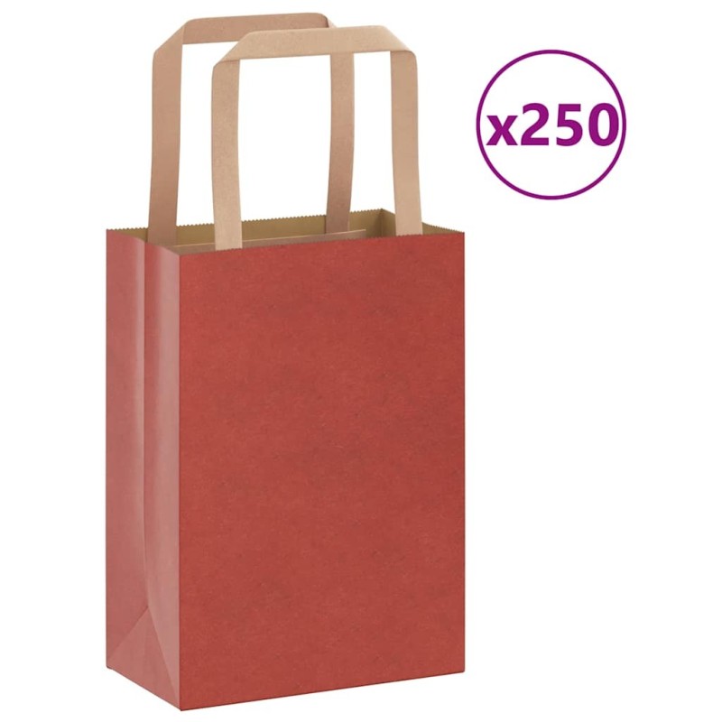 Sacs en papier 250 pcs avec poignées rouge 15x8x21 cm 