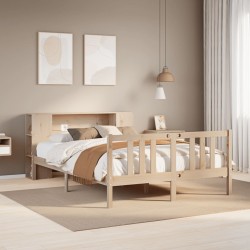 Lit bibliothèque sans matelas 120x200 cm bois de pin massif 