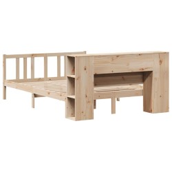 Lit bibliothèque sans matelas 120x200 cm bois de pin massif 