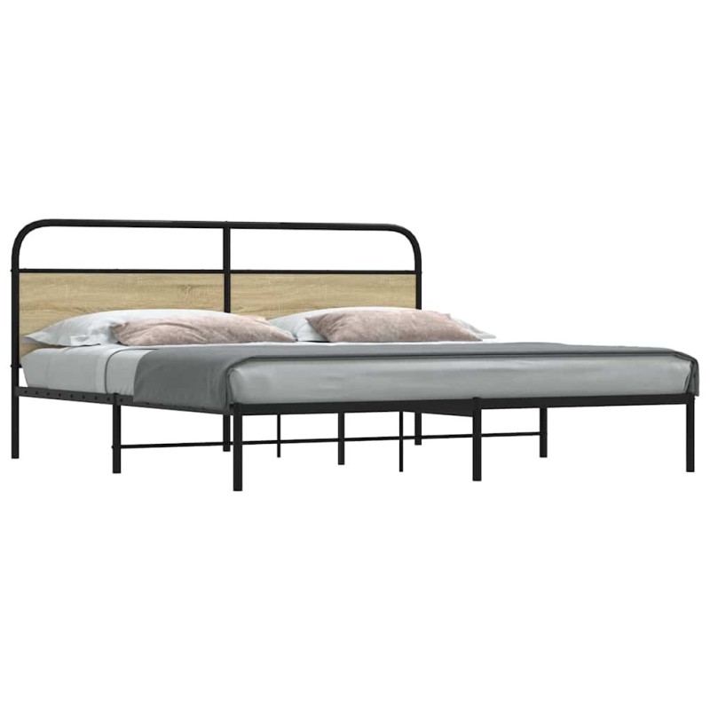 Cadre de lit en métal sans matelas chêne sonoma 200x200 cm 