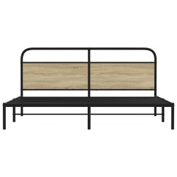 Cadre de lit en métal sans matelas chêne sonoma 200x200 cm 