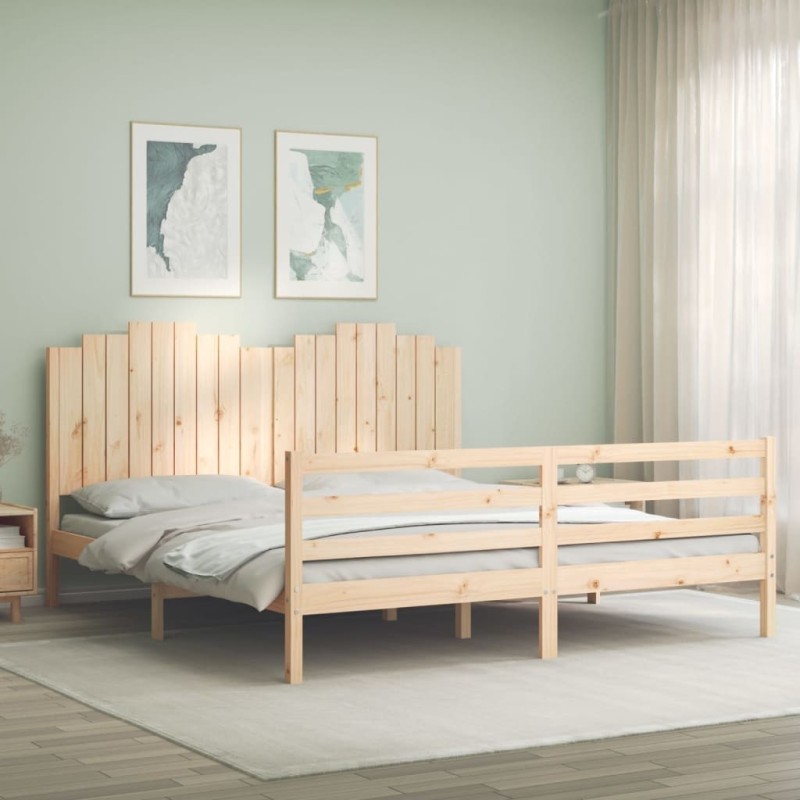 Cadre de lit sans matelas bois massif 