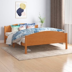 Cadre de lit sans matelas marron miel pin massif 160x200 cm 
