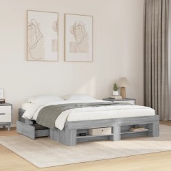 Cadre de lit sans matelas sonoma gris 160x200cm bois ingénierie 