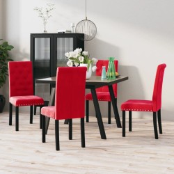 Chaises à manger lot de 4 rouge bordeaux velours 