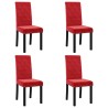 Chaises à manger lot de 4 rouge bordeaux velours 